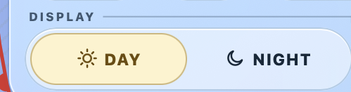 Display toggle between day and night.
